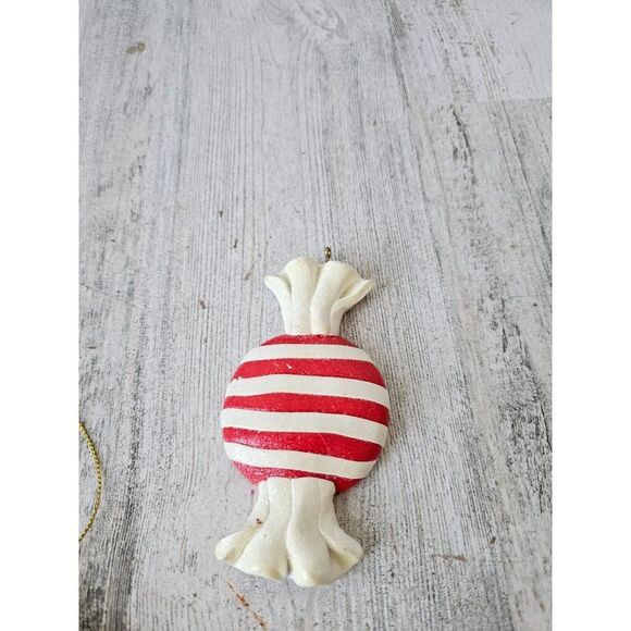 Candy cupcake vintage ornament red white set Xmas tree - Picture 2 of 9